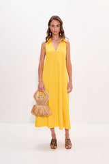 Nava Poplin Midi Dress - Sungold