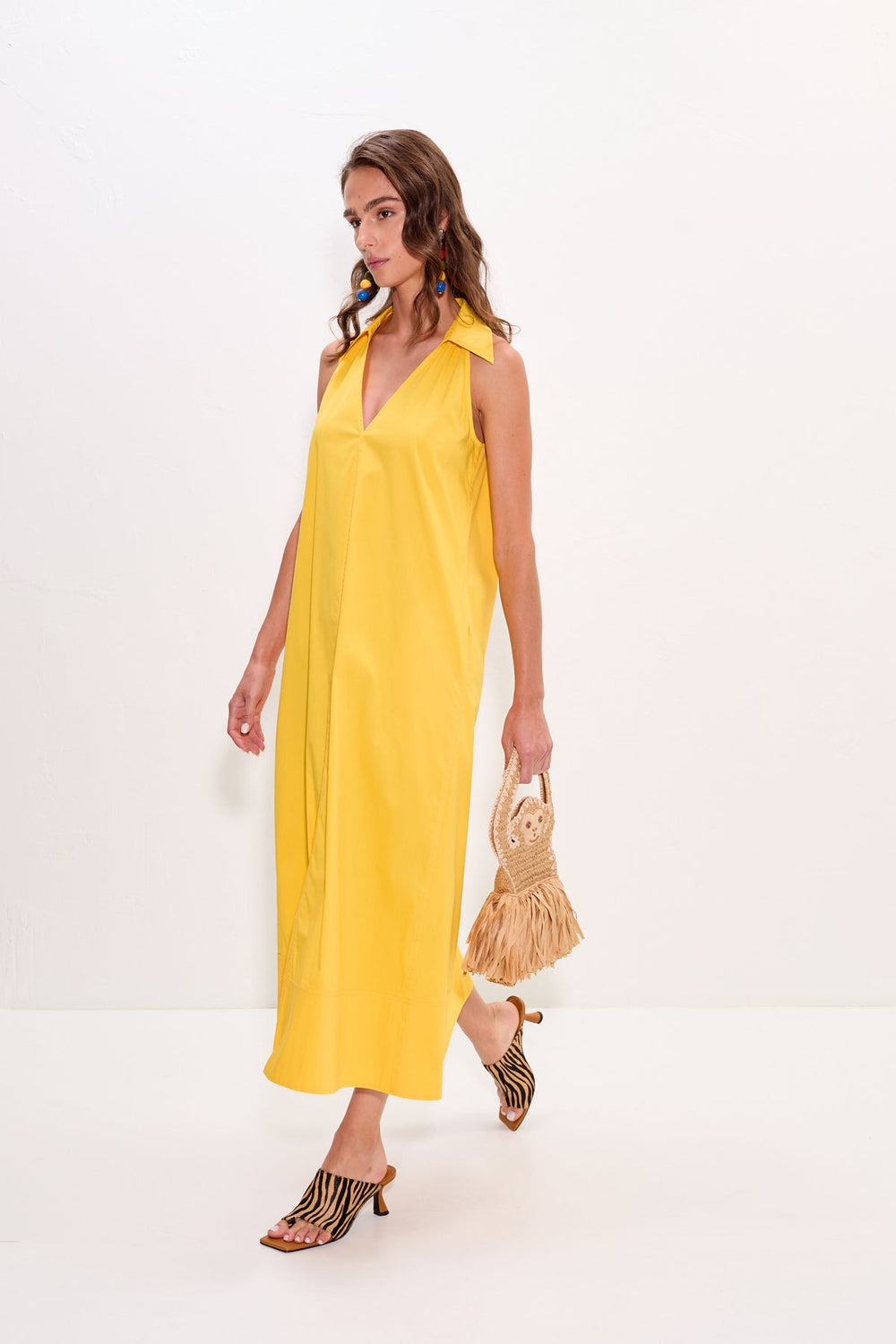 Nava Poplin Midi Dress - Sungold