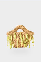 Beaded Shelly Bag - Natural/Lime