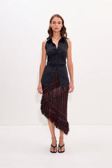 Beja Midi Skirt - Choco Brown/Black Combo