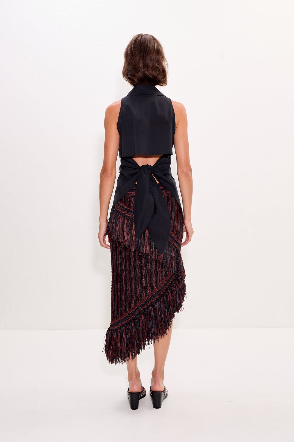 Beja Midi Skirt - Choco Brown/Black Combo
