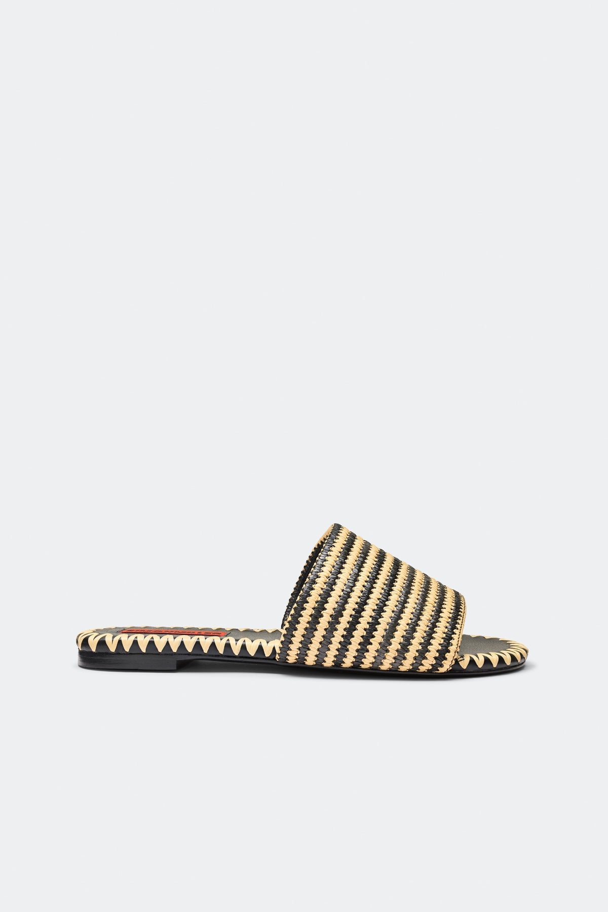 Stripe Raffia Salerno Sandal - Black/White Micro Stripe