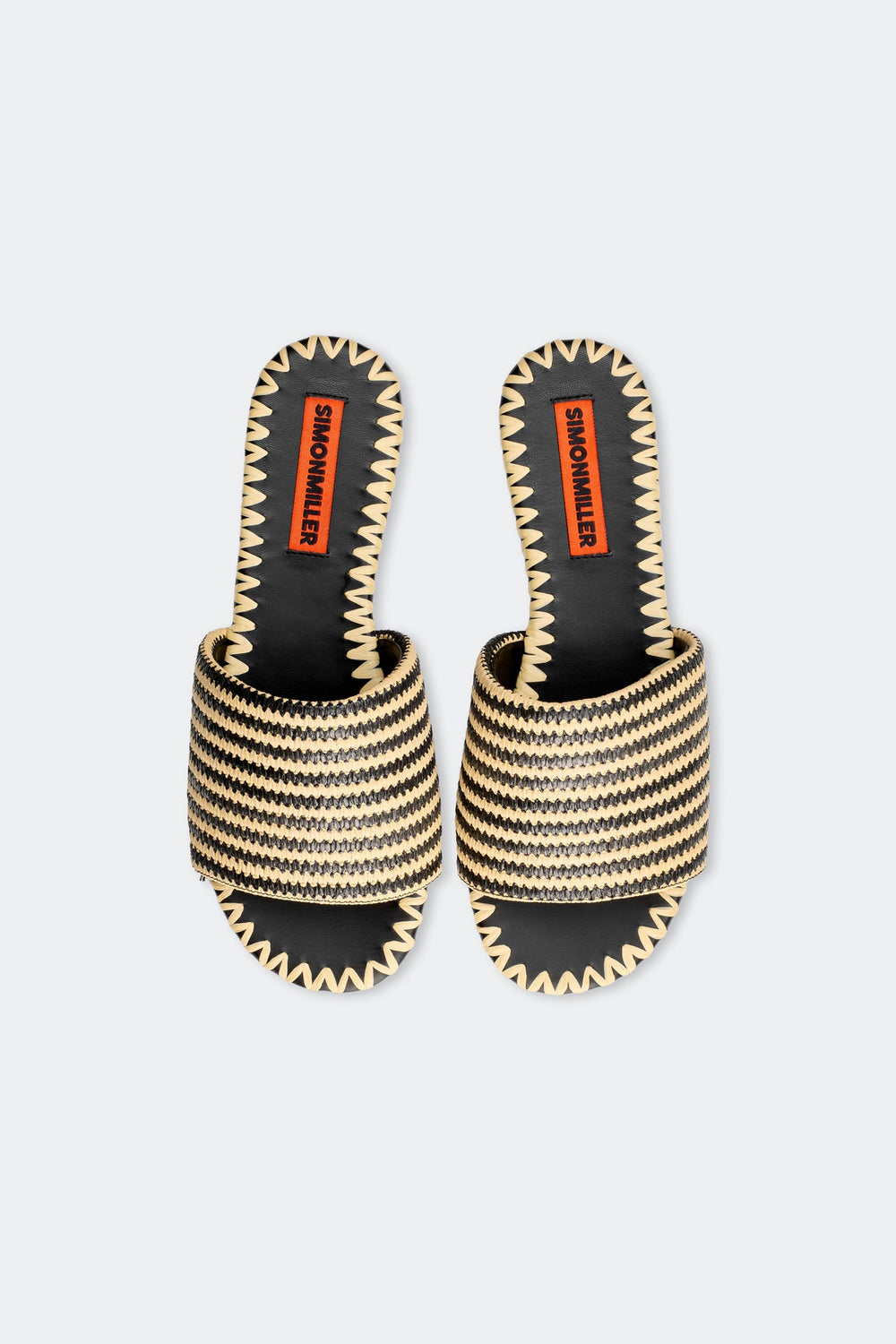 Stripe Raffia Salerno Sandal - Black/White Micro Stripe