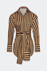Inna Poplin Top - Black/Tan Stripe