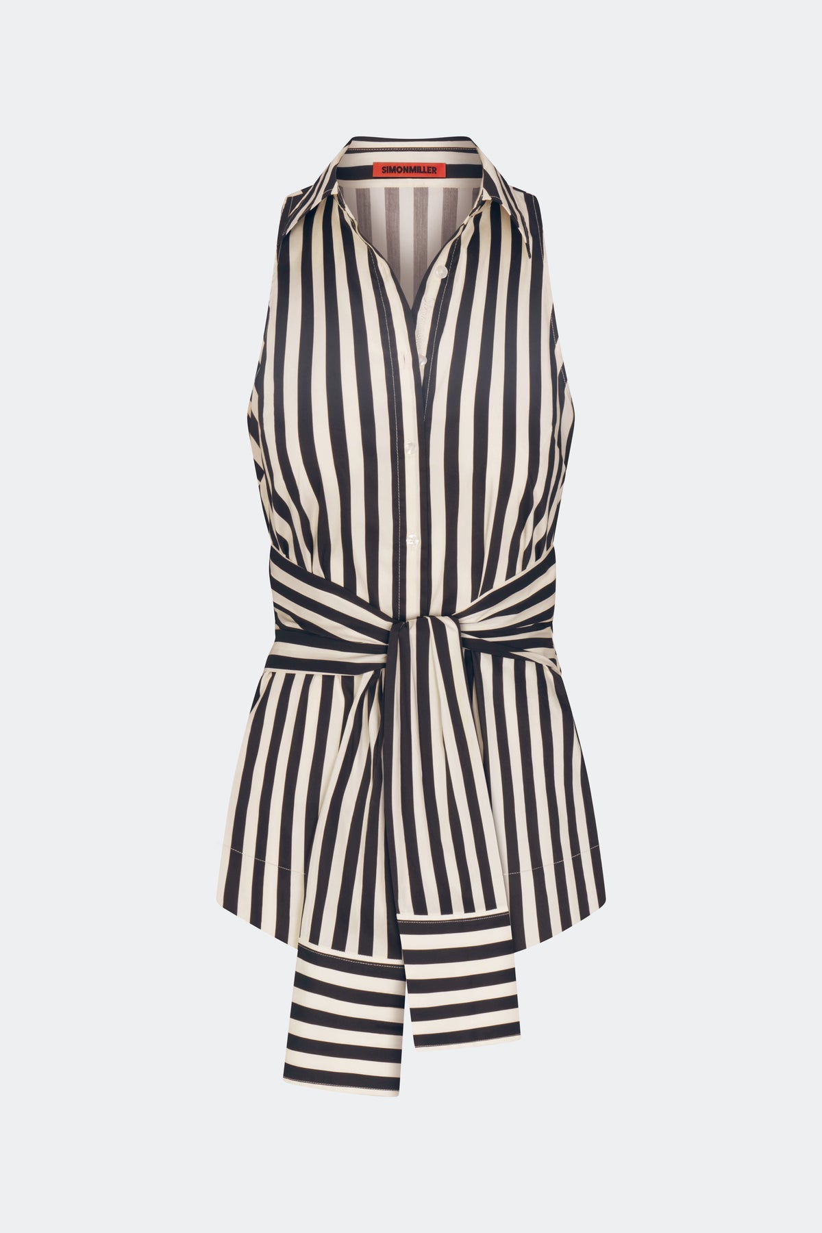 Inna Sleeveless Poplin Top - Black/White Stripe
