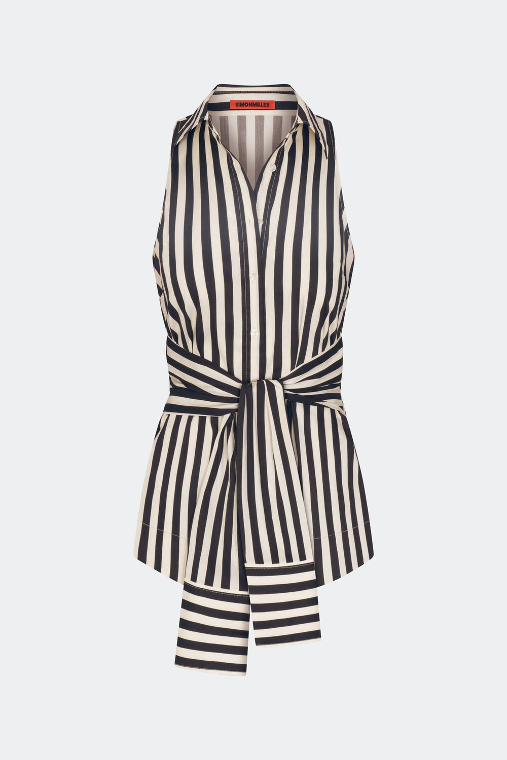 Inna Sleeveless Poplin Top - Black/White Stripe