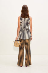 Inna Sleeveless Poplin Top - Black/White Stripe