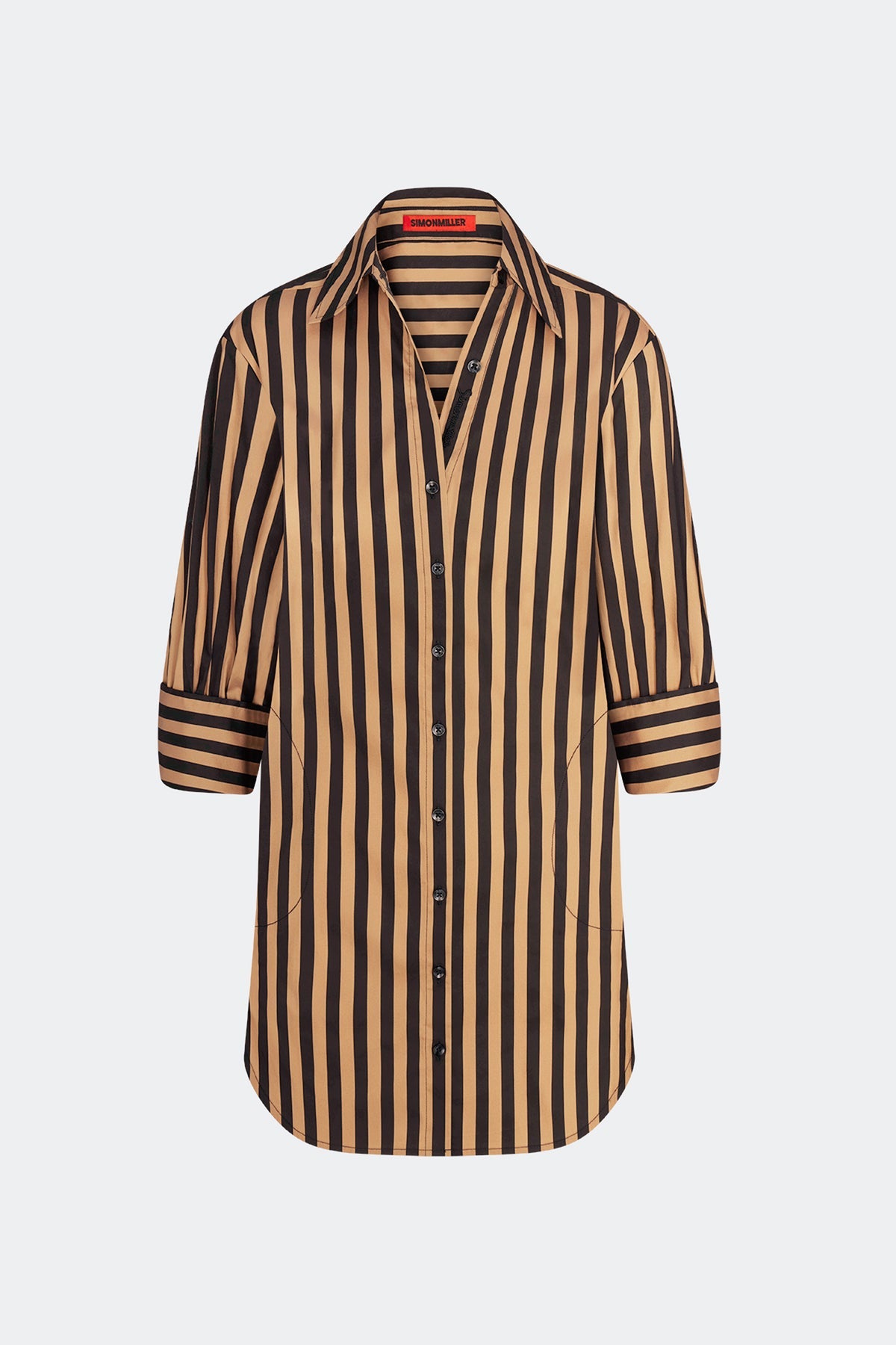 Kena Poplin Dress - Black/Tan Stripe