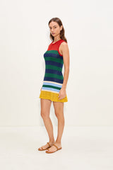 Yvonne Knit Mini Dress - Brick Stripe Combo