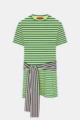Lottie T-Shirt Dress - Lime Stripe Combo