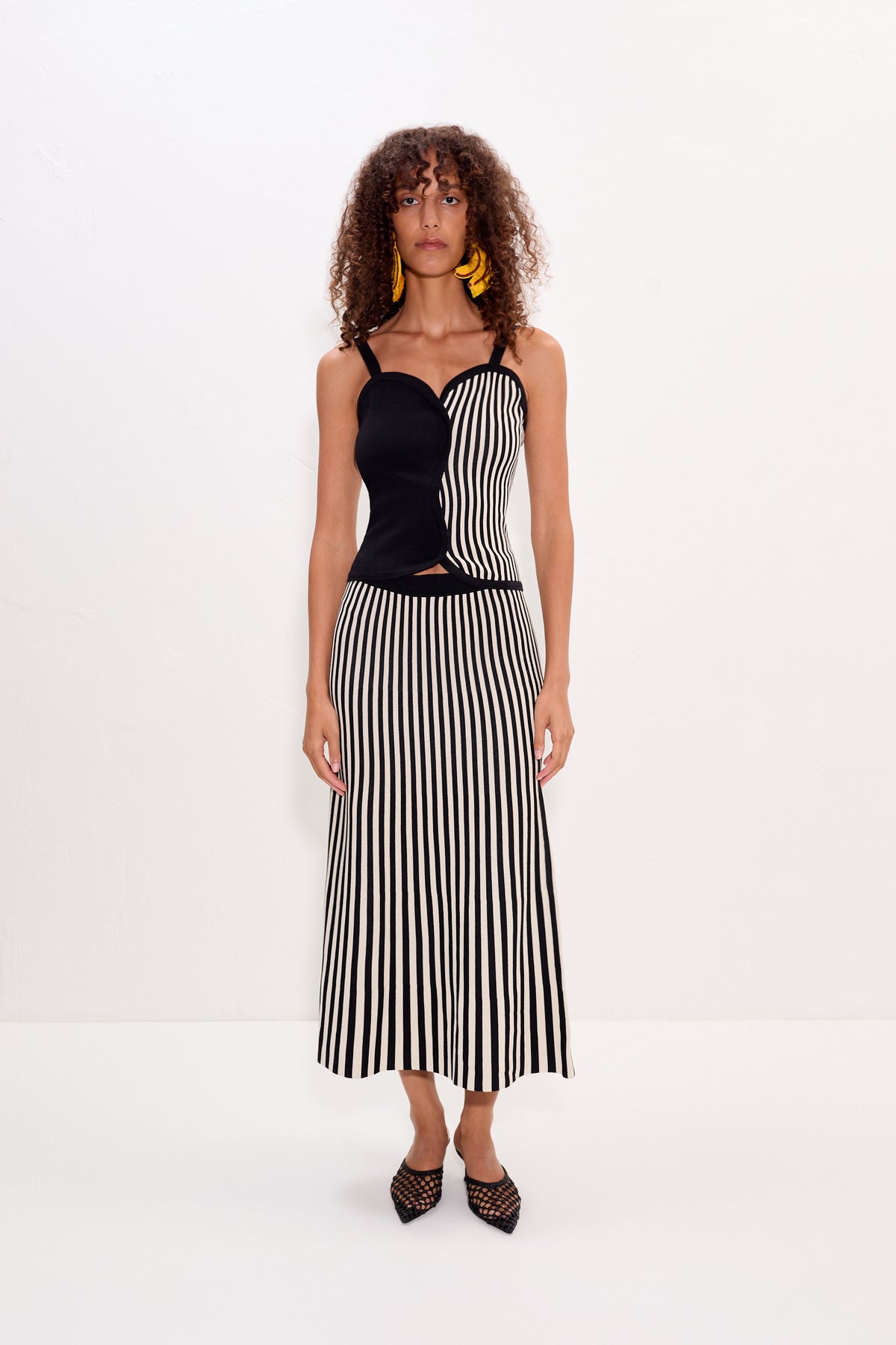 Clancy Knit Maxi Skirt - Black/White Stripe