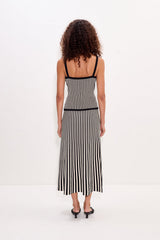 Clancy Knit Maxi Skirt - Black/White Stripe