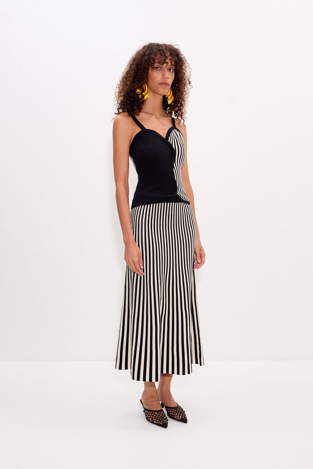 Clancy Knit Maxi Skirt - Black/White Stripe