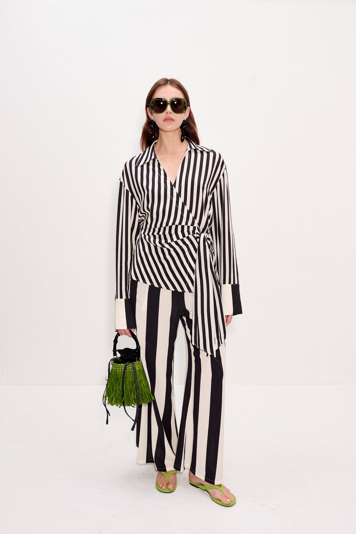 Vietta Crepe Top - Black/White Stripe
