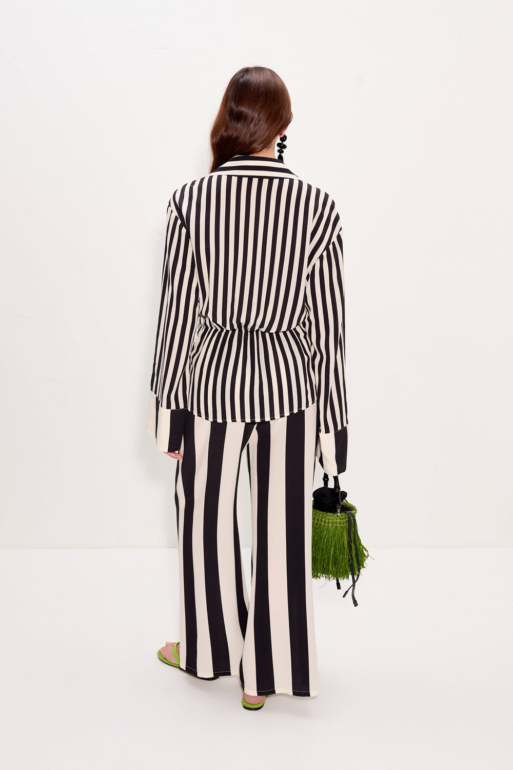 Vietta Crepe Top - Black/White Stripe
