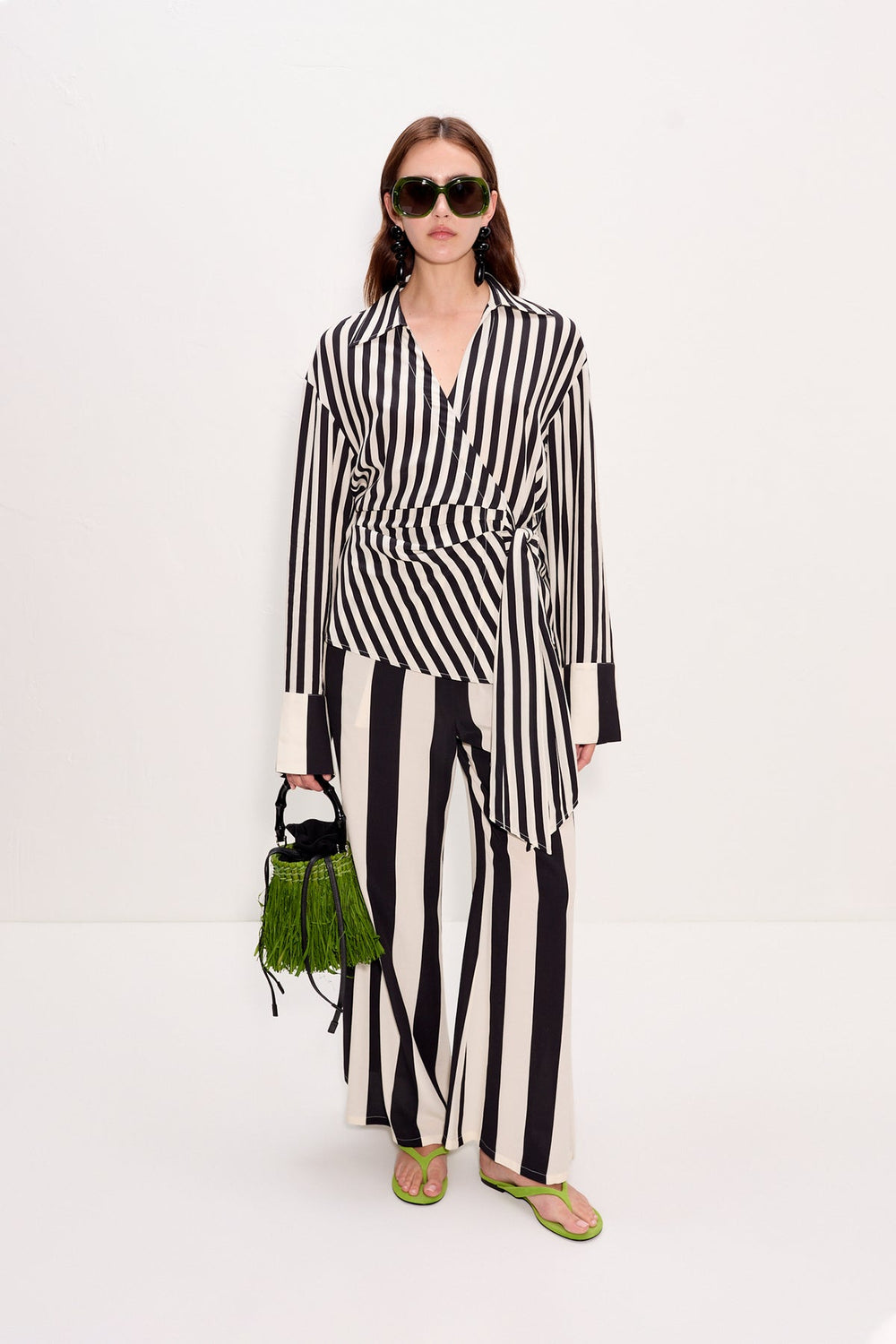 Vietta Crepe Top - Black/White Stripe