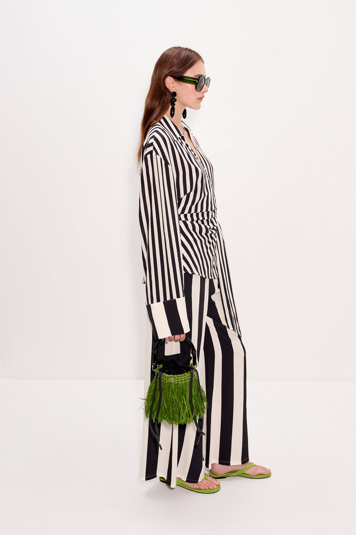 Vietta Crepe Top - Black/White Stripe