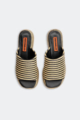 Raffia Cloudy Platform - Black/White Micro Stripe