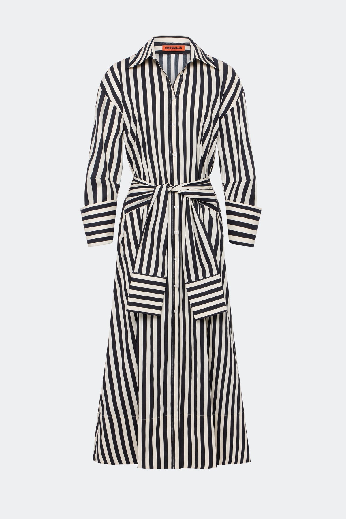 Inna Poplin Maxi Dress - Black/White Stripe