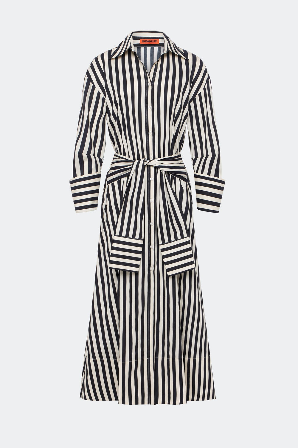 Inna Poplin Maxi Dress - Black/White Stripe