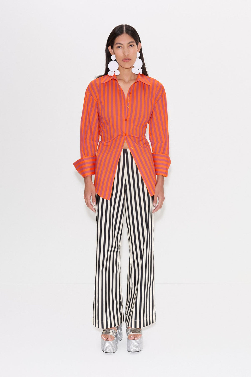 Pia Poplin Pant - BLACK/WHITE STRIPE