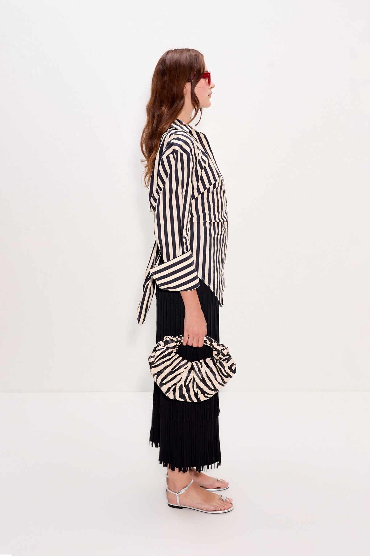 Loch Striped Poplin Button Up - BLACK/WHITE STRIPE