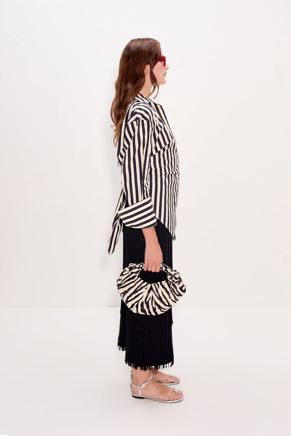 Loch Striped Poplin Button Up - BLACK/WHITE STRIPE