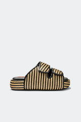 Raffia Cro Slide - Black/White Micro Stripe