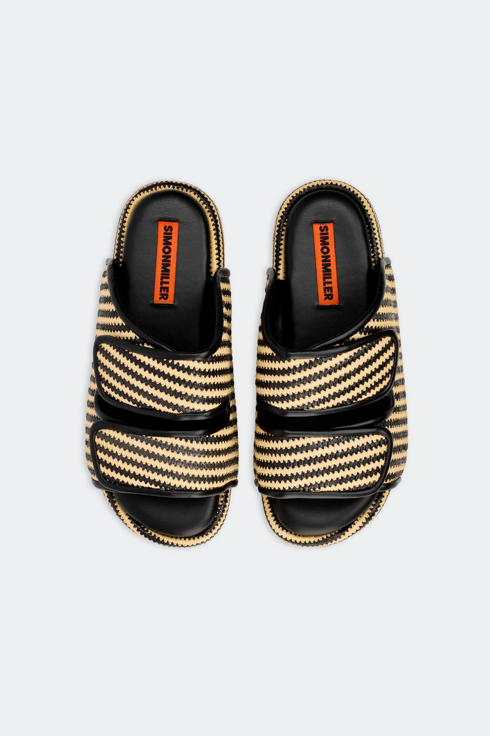 Raffia Cro Slide - Black/White Micro Stripe