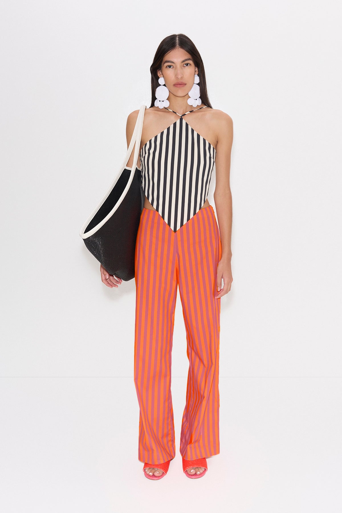 Kit Poplin Tie Top - BLACK/WHITE STRIPE