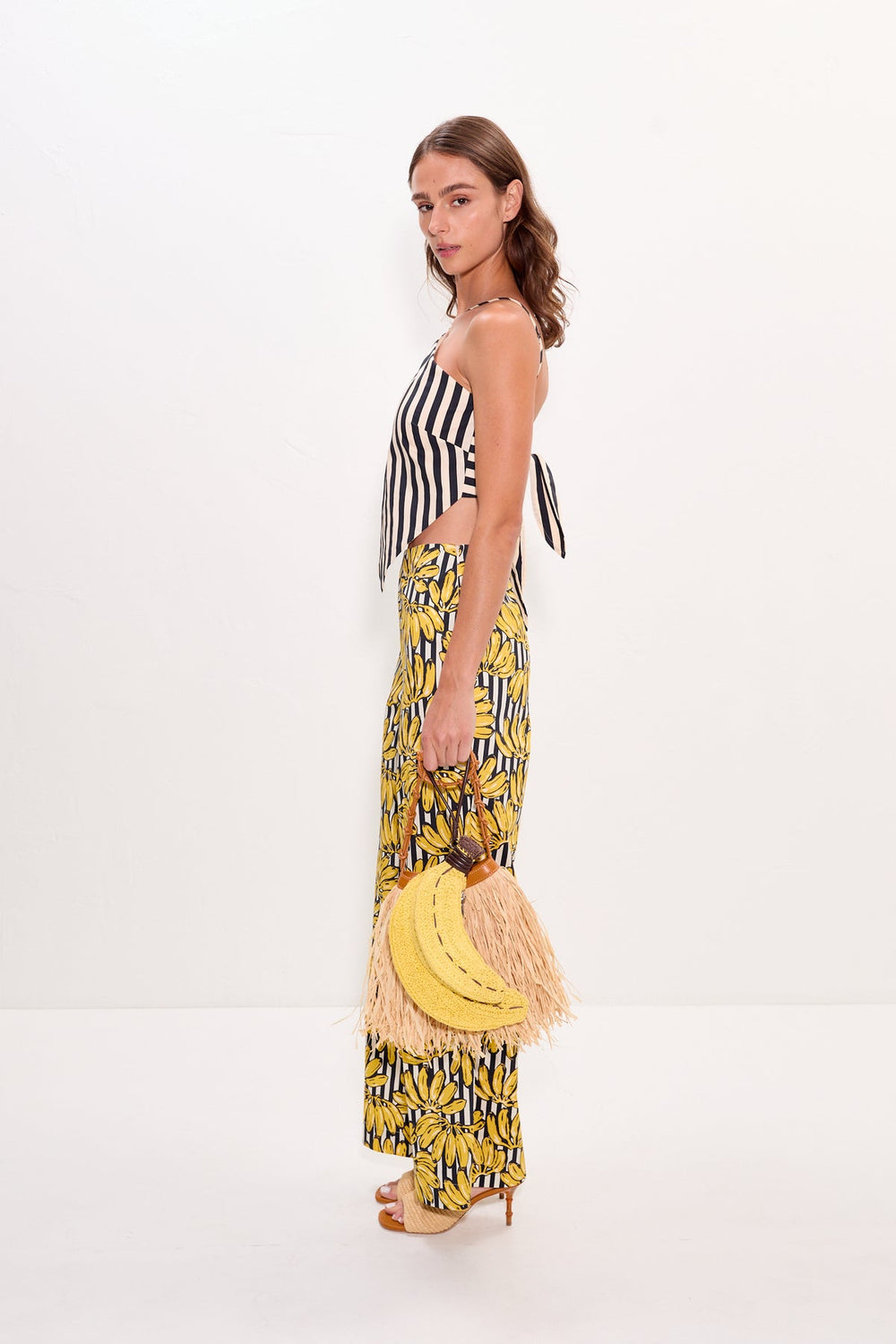 Pia Poplin Pant - Banana Stripe