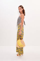 Pia Poplin Pant - Banana Stripe