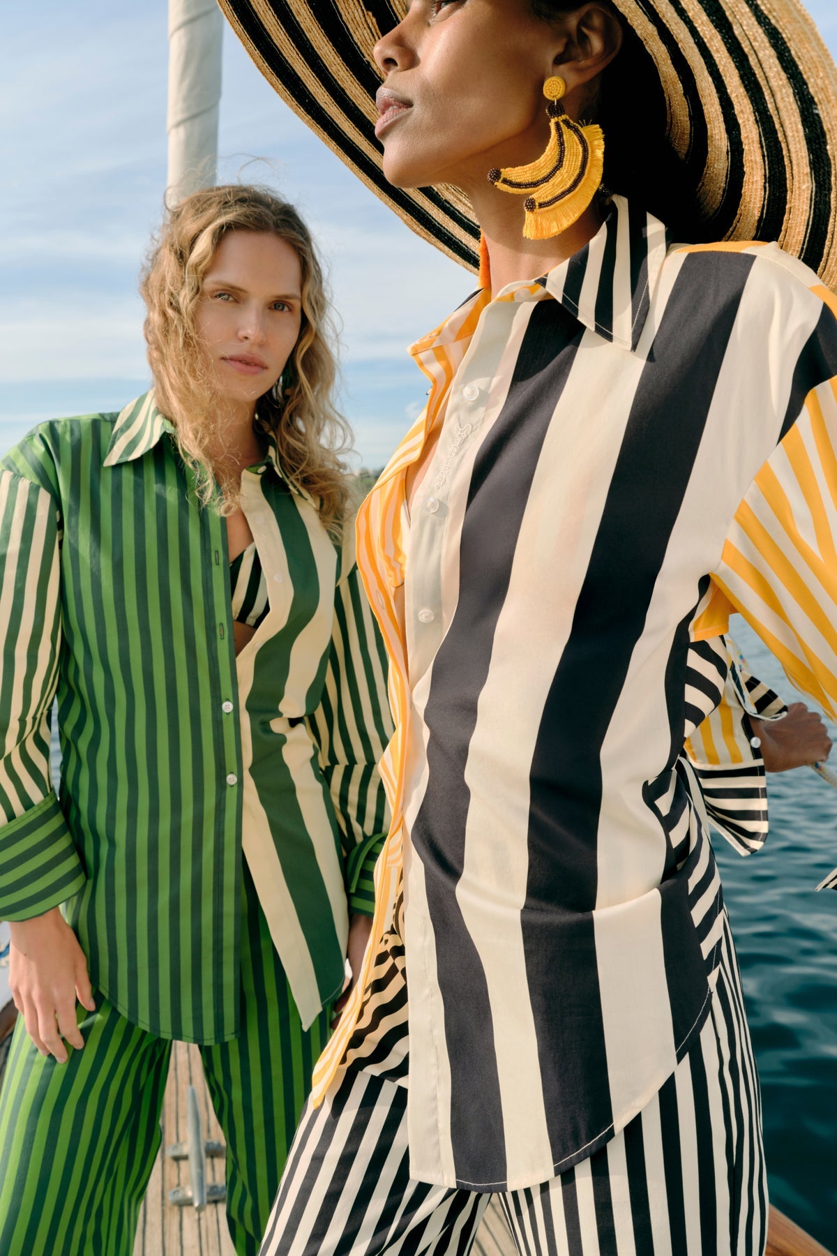 Loch Poplin Button Up - Sungold Stripe Combo