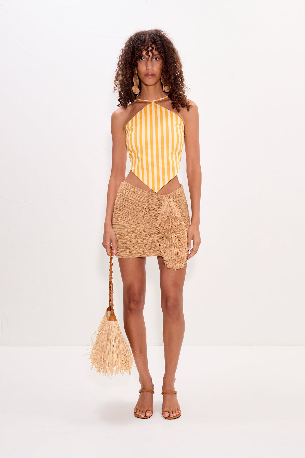 Kit Poplin Tie Top - Sungold/Ecru Stripe