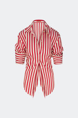 Loch Poplin Button Up - Venetian Red Stripe