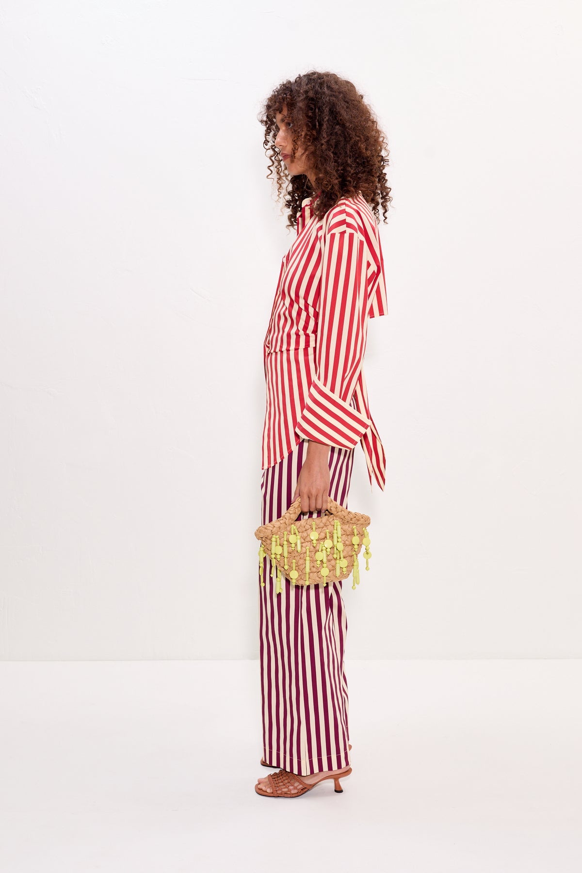 Loch Poplin Button Up - Venetian Red Stripe
