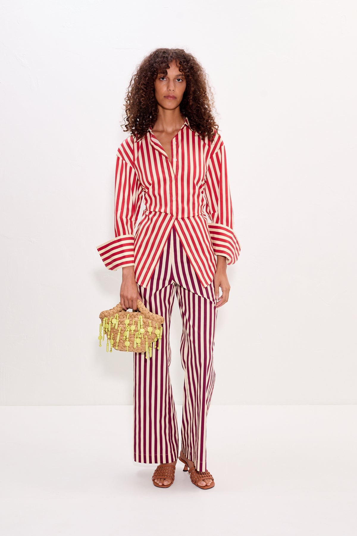 Loch Poplin Button Up - Venetian Red Stripe