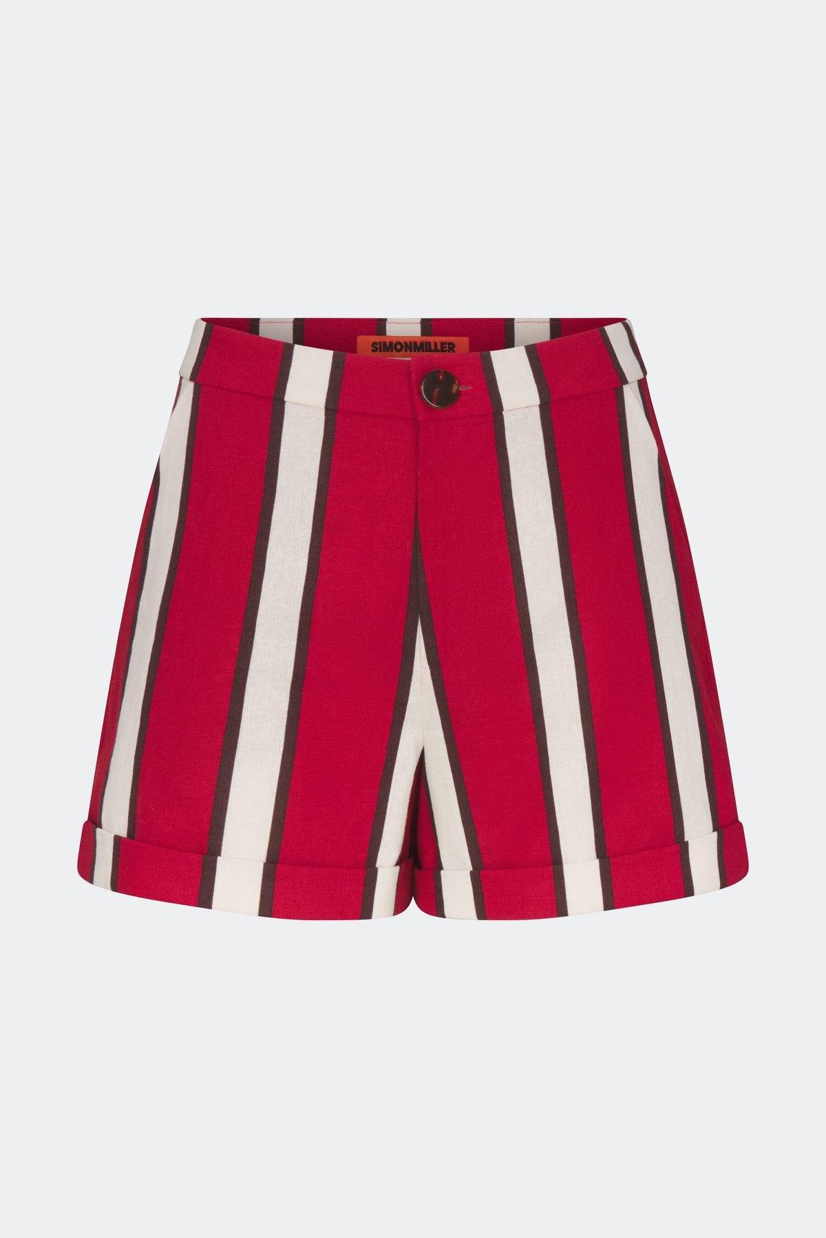 Como Linen Shorts - Venetian Red Stripe