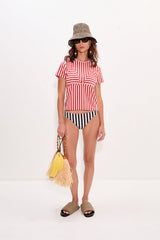 Kini Striped Tee - Venetian Red Stripe