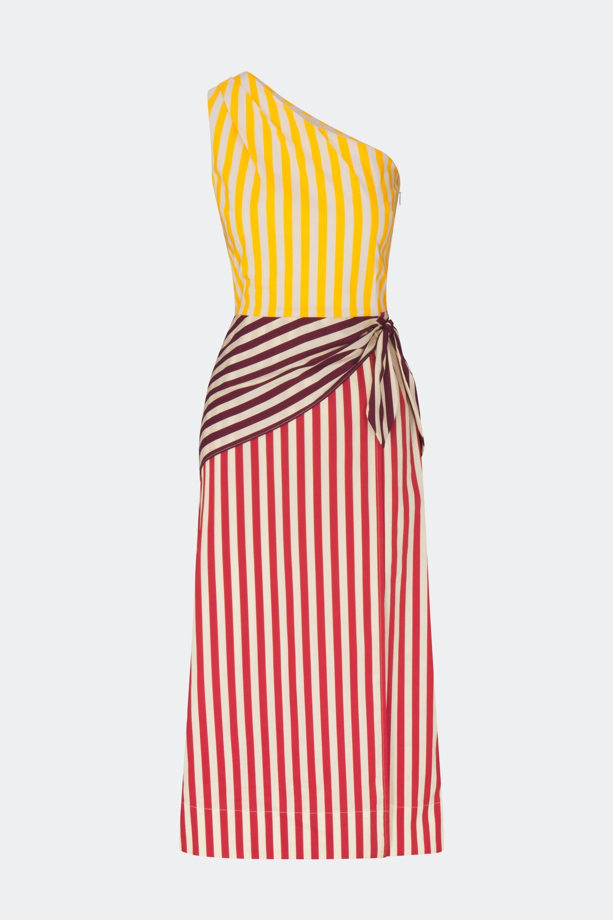 Belem Poplin Midi Dress - Red Stripe Combo