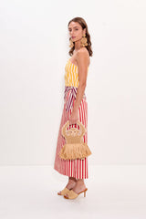 Belem Poplin Midi Dress - Red Stripe Combo