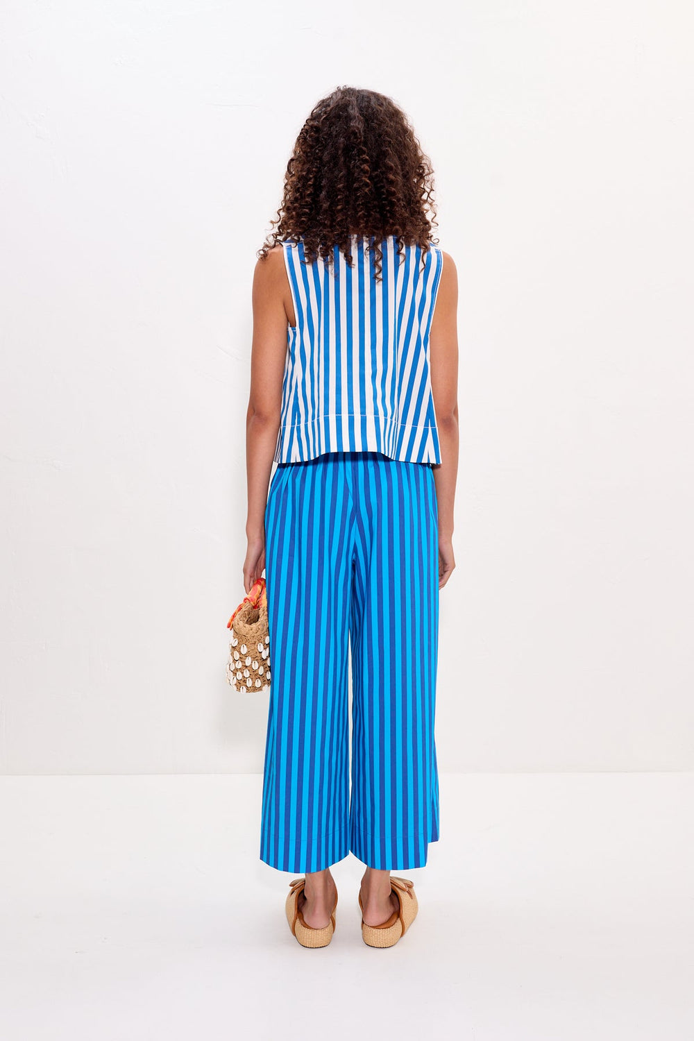 Arro Sleeveless Poplin Top - Blue Stripe