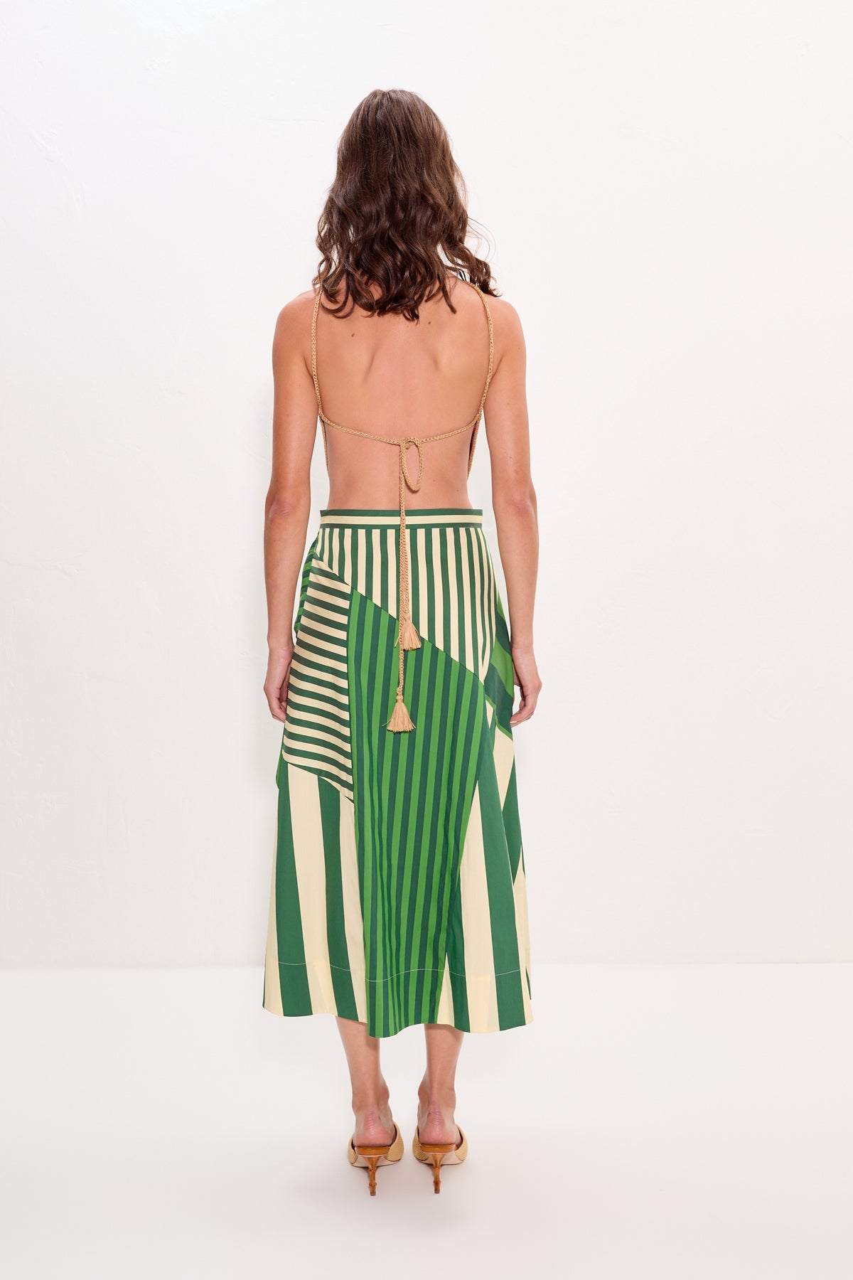 Vita Wrap Skirt - Green Stripe Combo