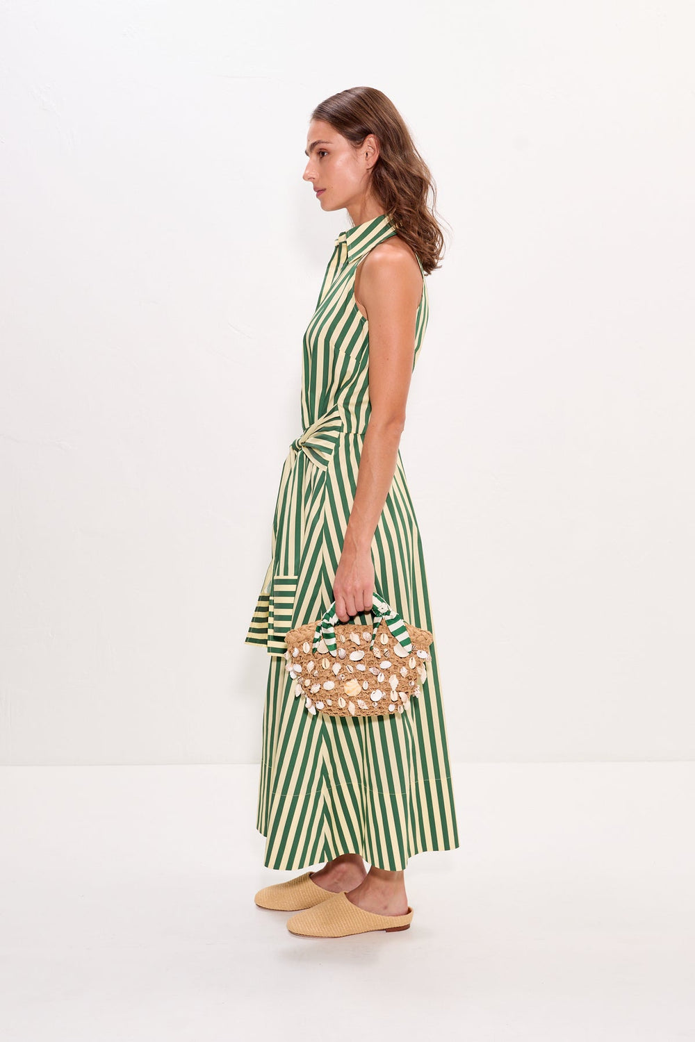 Inna Sleeveless Poplin Dress - Gummy Green/Ecru