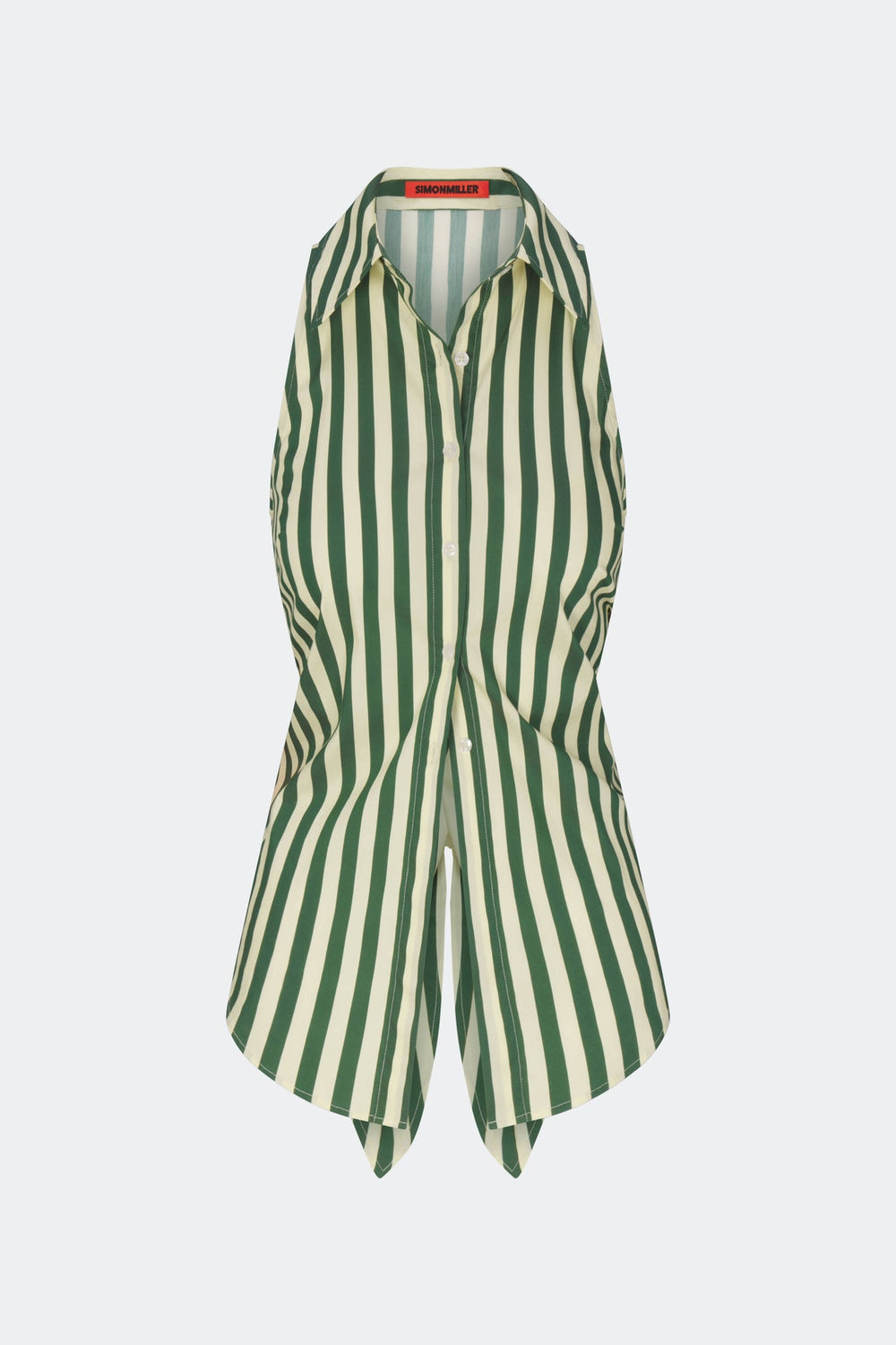 Loch Sleeveless Poplin Button Up - Gummy Green/Ecru