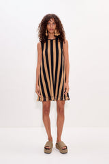 Moji Stripe Tassel Mini Dress - Black/Natural Combo