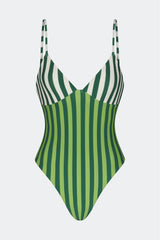 Behati One Piece - Green Stripe Combo