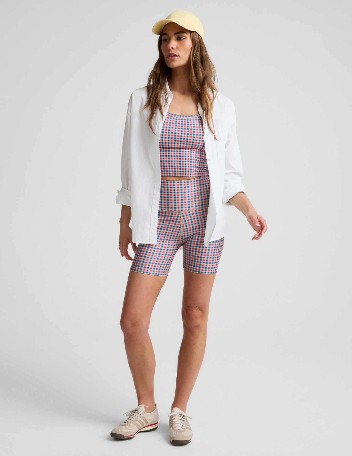 Beyond Yoga Sunwashed Gingham SoftMark Slim Racerback High Cropped Tank