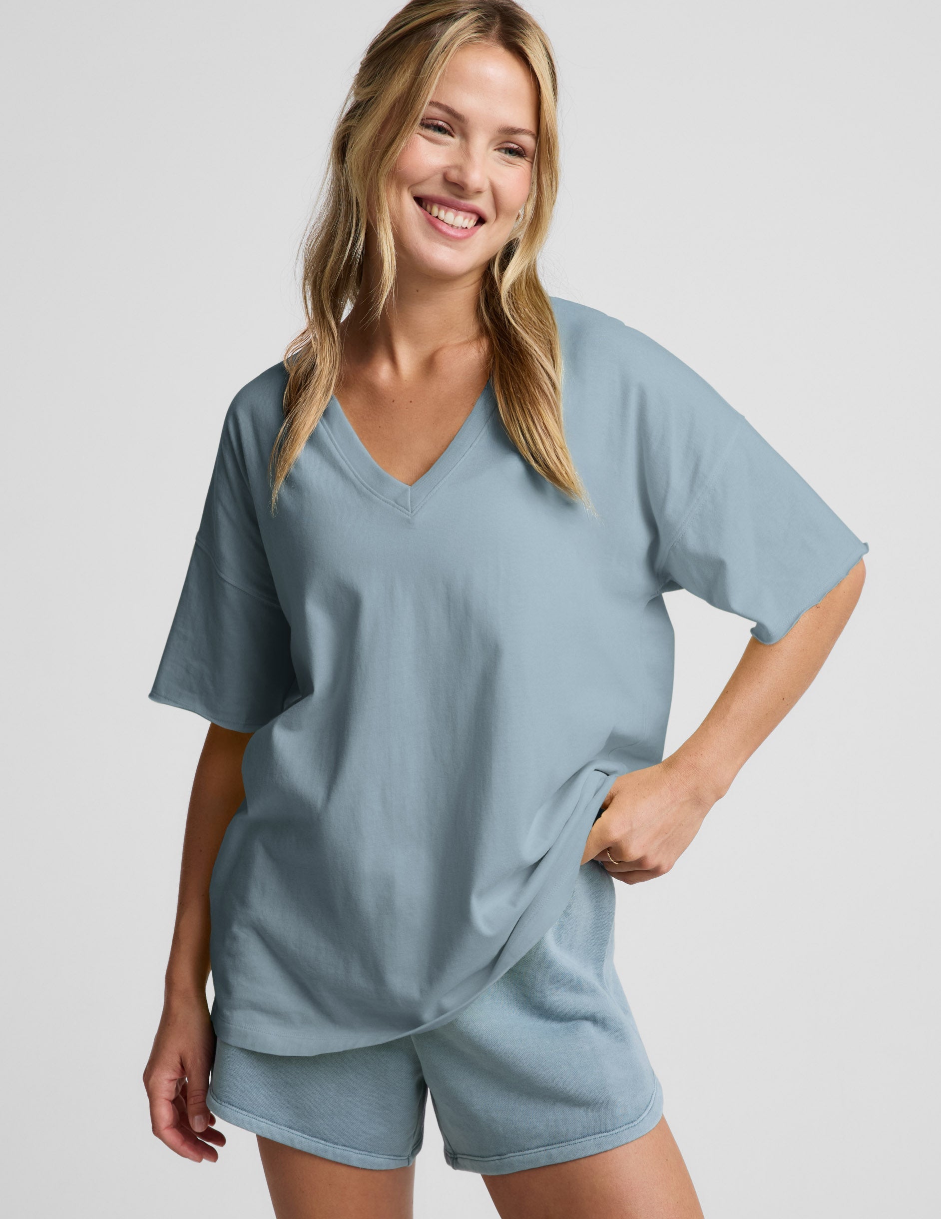 Beyond Yoga SoftKnit Better Than Ever Oversized V-Neck Cotton Tee