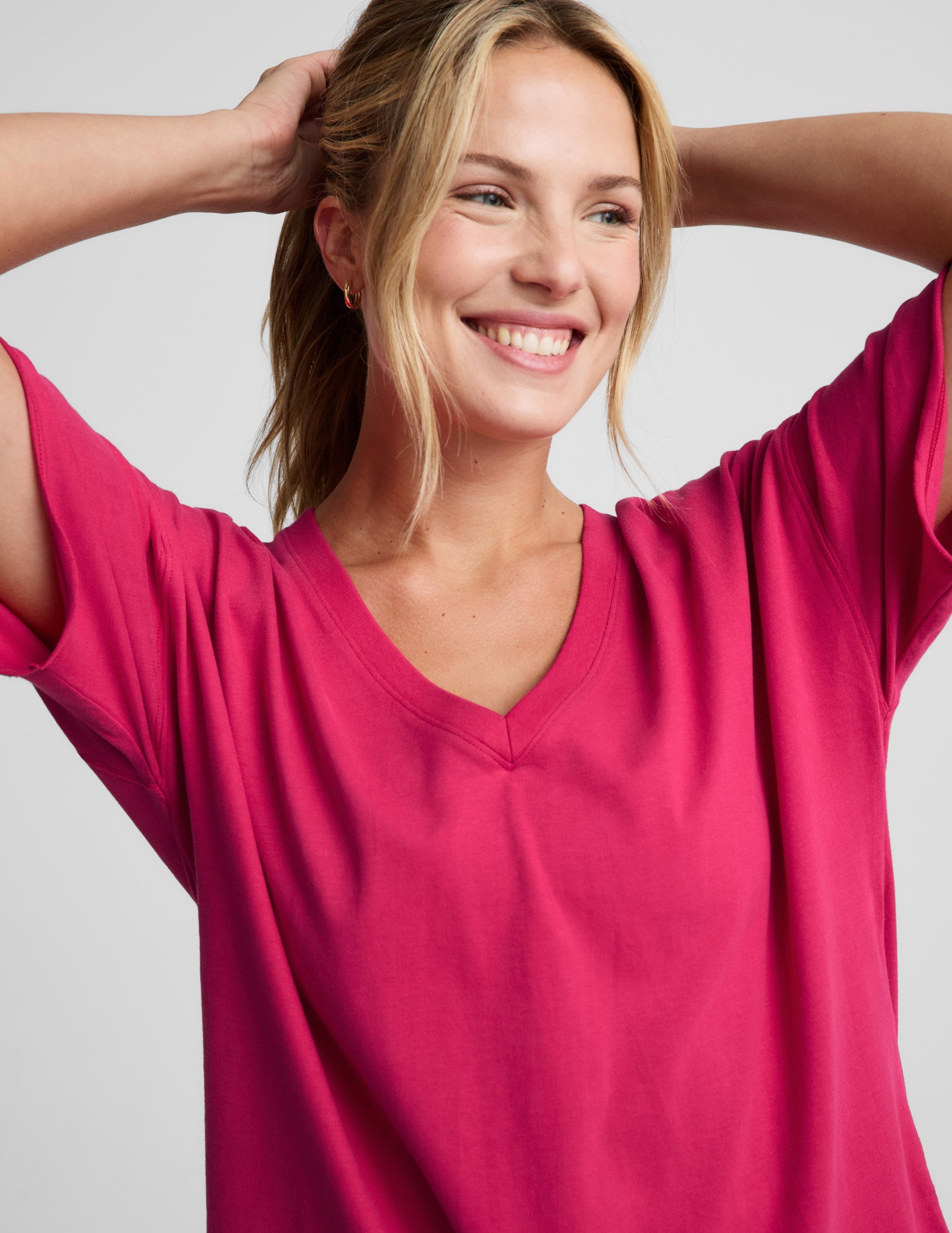 Beyond Yoga SoftKnit Better Than Ever Oversized V-Neck Cotton Tee
